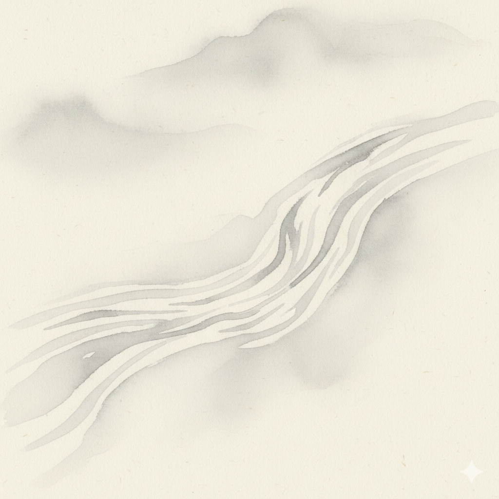 Ancient Japanese shrine in mountain mist